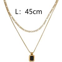 IG Style Simple Style Rectangle Resin Titanium Steel Inlay Resin 14K Gold Plated Unisex Layered Necklaces sku image 1