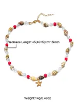 Beach Starfish Conch Shell Stone Beaded Women's Necklace main image 2