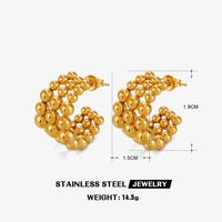 304 Stainless Steel 18K Gold Plated Casual Simple Style C Shape Round Earrings Necklace main image 3