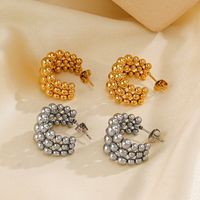 304 Stainless Steel 18K Gold Plated Casual Simple Style C Shape Round Earrings Necklace main image 6