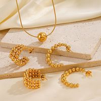 304 Stainless Steel 18K Gold Plated Casual Simple Style C Shape Round Earrings Necklace main image 7