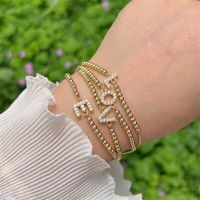 Copper 18K Gold Plated Casual Simple Style Classic Style Plating Inlay Letter Zircon Bracelets main image 1