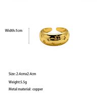Kupfer Messing Vergoldet Lässig Einfacher Stil Inlay Carving Stern Zirkon Offener Ring sku image 1