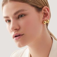 1 Pair Lady Ball Plating Copper 18K Gold Plated Ear Studs main image 1