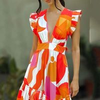 Women's Swing Dress Vacation V Neck Printing Sleeveless Printing Maxi Long Dress Holiday Beach main image 3