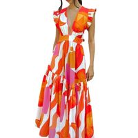Women's Swing Dress Vacation V Neck Printing Sleeveless Printing Maxi Long Dress Holiday Beach main image 2