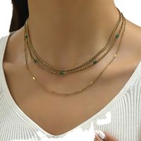 Titanium Steel 14K Gold Plated Simple Style Plating Solid Color Three Layer Necklace main image 3