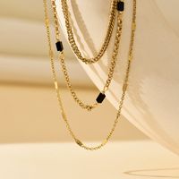 Titanium Steel 14K Gold Plated Simple Style Plating Solid Color Three Layer Necklace sku image 3