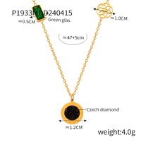 304 Stainless Steel 18K Gold Plated Casual Simple Style Plating Inlay Pentagram Round Square Rhinestones Glass Pendant Necklace sku image 4