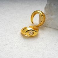 Kupfer Messing Vergoldet Lässig Einfacher Stil Inlay Carving Stern Zirkon Offener Ring main image 5