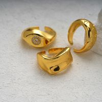 Kupfer Messing Vergoldet Lässig Einfacher Stil Inlay Carving Stern Zirkon Offener Ring main image 4
