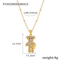 Wholesale Casual Elegant Simple Style Little Bear 304 Stainless Steel Rhinestone Copper Plating Inlay 18K Gold Plated Artificial Pearls Rhinestones Pendant Necklace sku image 1