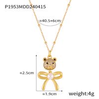 Wholesale Casual Elegant Simple Style Little Bear 304 Stainless Steel Rhinestone Copper Plating Inlay 18K Gold Plated Artificial Pearls Rhinestones Pendant Necklace sku image 2