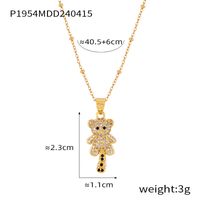 Wholesale Casual Elegant Simple Style Little Bear 304 Stainless Steel Rhinestone Copper Plating Inlay 18K Gold Plated Artificial Pearls Rhinestones Pendant Necklace sku image 3