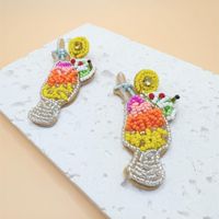 1 Pair Exaggerated Cup Beaded Seed Bead Drop Earrings main image 1