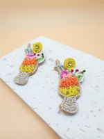 1 Pair Exaggerated Cup Beaded Seed Bead Drop Earrings sku image 1