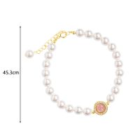 Wholesale Jewelry Sweet Simple Style Round Imitation Pearl Copper Imitation Pearl Zircon 14K Gold Plated Beaded Inlay Bracelets main image 2