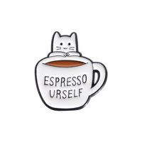 Casual Cute Cartoon Cup Cat Alloy Enamel Plating Unisex Brooches sku image 2