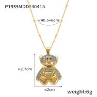 Wholesale Casual Elegant Simple Style Little Bear 304 Stainless Steel Rhinestone Copper Plating Inlay 18K Gold Plated Artificial Pearls Rhinestones Pendant Necklace sku image 5