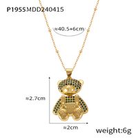 Wholesale Casual Elegant Simple Style Little Bear 304 Stainless Steel Rhinestone Copper Plating Inlay 18K Gold Plated Artificial Pearls Rhinestones Pendant Necklace sku image 6