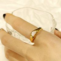 304 Stainless Steel 14K Gold Plated Elegant Cute Sweet Plating Inlay Heart Shape Fritillary Rings main image 1