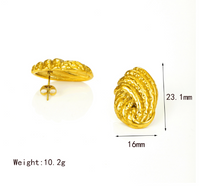 1 Pair Retro Exaggerated Classic Style Stripe Plating 304 Stainless Steel 18K Gold Plated Ear Studs main image 2