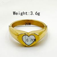 304 Stainless Steel 14K Gold Plated Elegant Cute Sweet Plating Inlay Heart Shape Fritillary Rings sku image 1