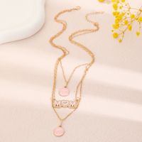 MAMA Simple Style Round Letter Alloy Enamel Inlay Rhinestones Mother'S Day Women's Layered Necklaces main image 5