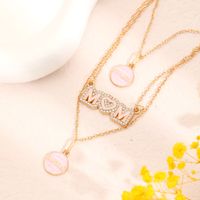 MAMA Simple Style Round Letter Alloy Enamel Inlay Rhinestones Mother'S Day Women's Layered Necklaces main image 6