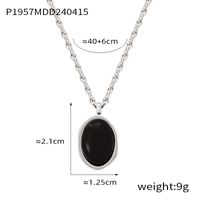 304 Stainless Steel 18K Gold Plated Retro British Style Plating Inlay Oval Pea Natural Stone Tiger Eye Pendant Necklace main image 10
