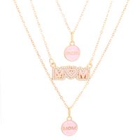 MAMA Simple Style Round Letter Alloy Enamel Inlay Rhinestones Mother'S Day Women's Layered Necklaces sku image 1