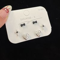 1 Set Elegant Simple Style Star Heart Shape Alloy Zircon Drop Earrings sku image 1