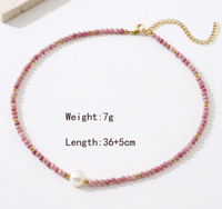 304 Stainless Steel Beaded 18K Gold Plated IG Style Simple Style Commute Inlay Round Natural Stone Pendant Necklace main image 2