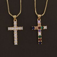 Wholesale Basic Simple Style Classic Style Cross Copper Plating Inlay 18K Gold Plated Zircon Pendant Necklace main image 5