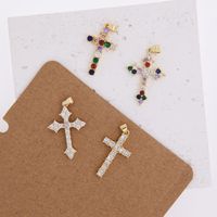 Wholesale Basic Simple Style Classic Style Cross Copper Plating Inlay 18K Gold Plated Zircon Pendant Necklace main image 9