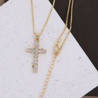 Wholesale Basic Simple Style Classic Style Cross Copper Plating Inlay 18K Gold Plated Zircon Pendant Necklace sku image 2