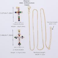 Wholesale Basic Simple Style Classic Style Cross Copper Plating Inlay 18K Gold Plated Zircon Pendant Necklace main image 2