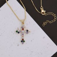 Wholesale Basic Simple Style Classic Style Cross Copper Plating Inlay 18K Gold Plated Zircon Pendant Necklace sku image 3