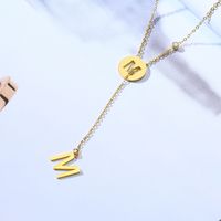 304 Stainless Steel 18K Gold Plated IG Style Elegant MAMA Hollow Out Inlay Letter Zircon Pendant Necklace main image 5