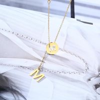 304 Stainless Steel 18K Gold Plated IG Style Elegant MAMA Hollow Out Inlay Letter Zircon Pendant Necklace main image 7