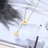 304 Stainless Steel 18K Gold Plated IG Style Elegant MAMA Hollow Out Inlay Letter Zircon Pendant Necklace main image 9