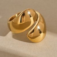 304 Stainless Steel 14K Gold Plated Casual Modern Style Commute Plating Solid Color Rings main image 4