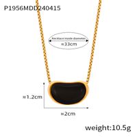 304 Stainless Steel 18K Gold Plated Retro British Style Plating Inlay Oval Pea Natural Stone Tiger Eye Pendant Necklace sku image 5