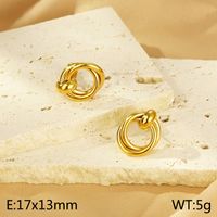 1 Pair Simple Style Circle 304 Stainless Steel 18K Gold Plated Ear Studs sku image 2