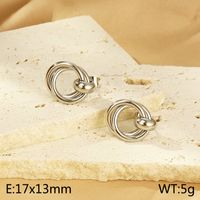 1 Pair Simple Style Circle 304 Stainless Steel 18K Gold Plated Ear Studs sku image 1