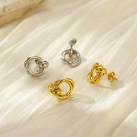 1 Pair Simple Style Circle 304 Stainless Steel 18K Gold Plated Ear Studs main image 1