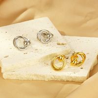 1 Pair Simple Style Circle 304 Stainless Steel 18K Gold Plated Ear Studs main image 6