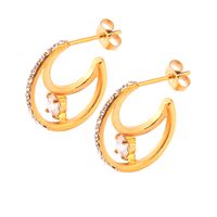 1 Pair Basic Modern Style Classic Style Geometric Inlay 304 Stainless Steel Artificial Pearls 18K Gold Plated Ear Studs main image 6
