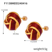 1 Pair Retro British Style Quadrilateral Round Enamel Plating Inlay Copper Zircon 18K Gold Plated Drop Earrings main image 9