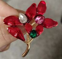 Original Design Flower Mixed Materials Inlay Artificial Diamond Pearl Women's Brooches sku image 6